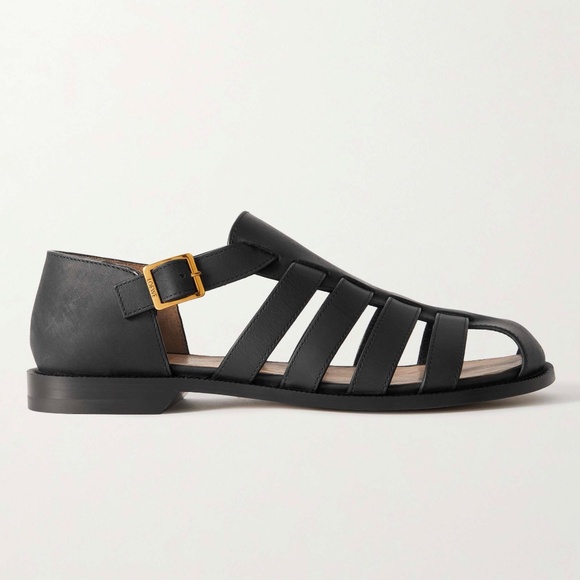 LOEWE Campo Fisherman Sandals in Black Calfskin Leather Size 39 - Picture 5 of 14